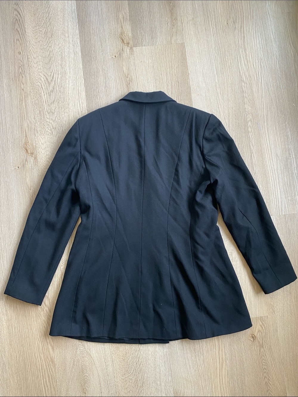 Vintage Hugo Buscati Milano Black 100% Wool Tailored Blazer Jacket Size 16 - Picture 7 of 11